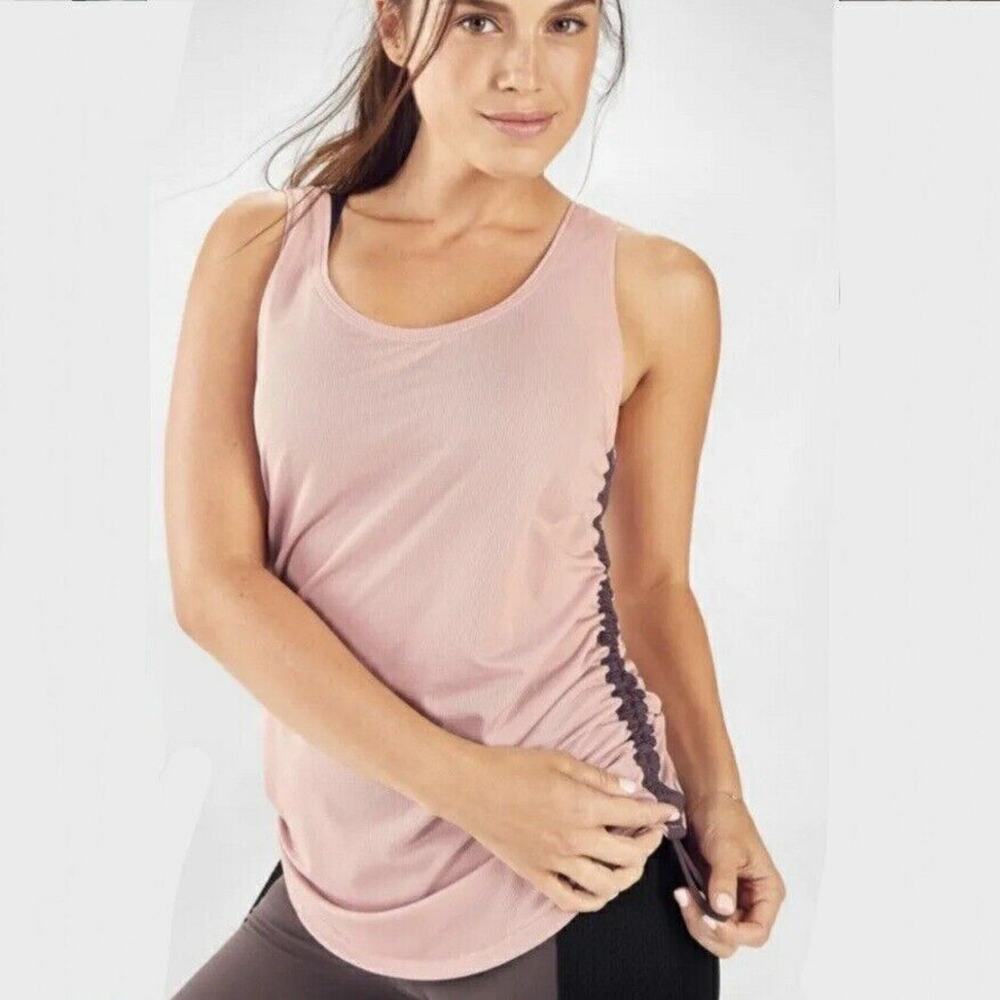 Fabletics Cashel Pink Side Cinch Tank Top XL Run Train Yoga Athleisure Sporty